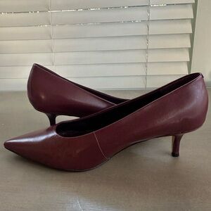 Calvin Klein Red Leather Kitten Heel Pumps - 9.5M